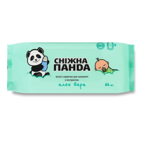 Серветки вологі для немовлят «Сніжна панда» з екстрактом алое вера