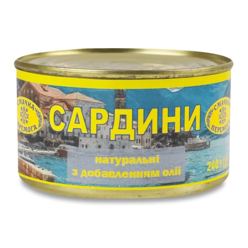 Сардини Смачна Перемога натуральні з додаванням олії з/б 240г