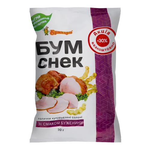 Палички кукурудзяні солоні зі смаком буженини Бум Снек Бумкорн м/у 30г