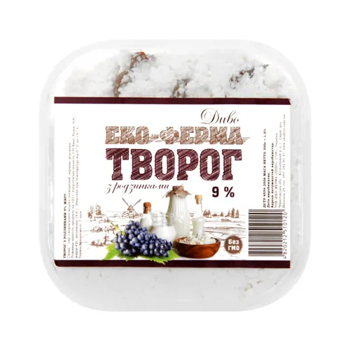 Творог Еко-ферма Диво з ізюмом 9%