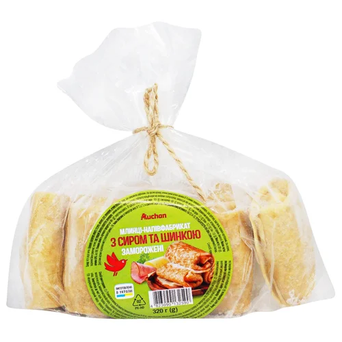 Млинці Auchan з сиром та шинкою заморожені 320г