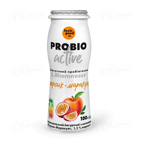 Напій йогуртовий Feels Good Probio Activ персик-маракуйя 1,5%, 100г