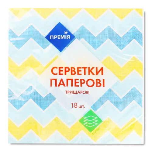Серветки «Премія»® з малюнком №4 3-шарові, 18 шт.