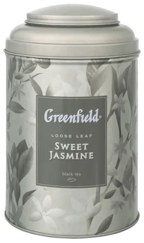 Чай чорний та зелений байховий листовий з жасмином ароматизований Sweet Jasmine Greenfield ж/б 100г