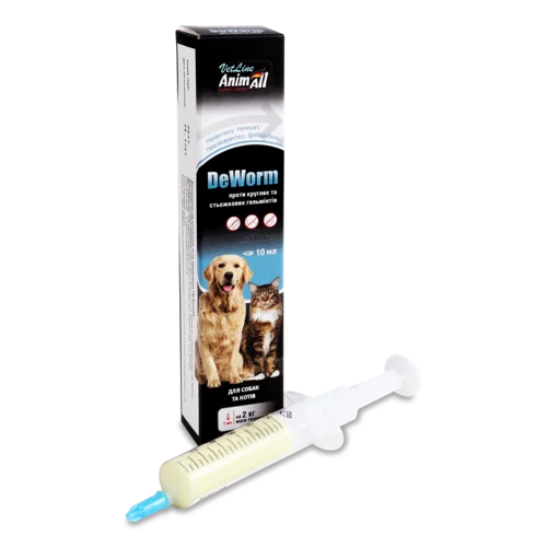 Суспензія для собак і котів Deworm VetLine AnimAll, проти круглих і стрічкових гельмінтів, 10 мл