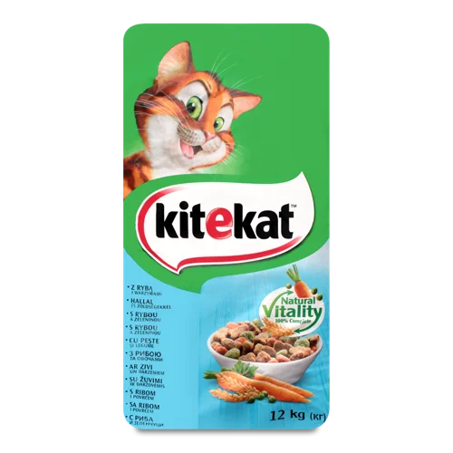 Корм сухий для дорослих котів з рибою та овочами KiteKat, в/к, 12 кг