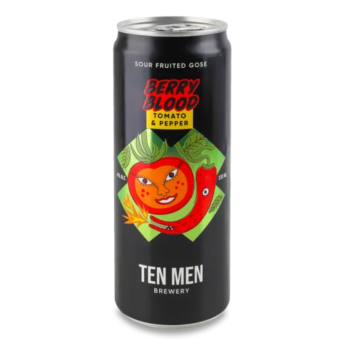 Пиво Нефільтроване Непастеризоване Напівтемне Tomato&Pepper Berry Blood Ten Men Brewery, 330мл, 4% з/б