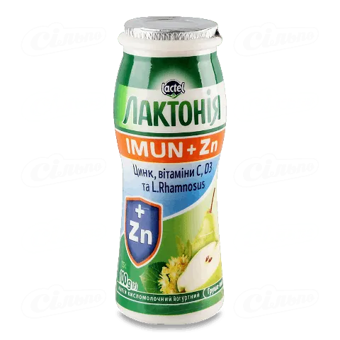 Напій кисломолочний йогуртний «Лактонія» Imun+ Груша-липа 1,5%, 100г