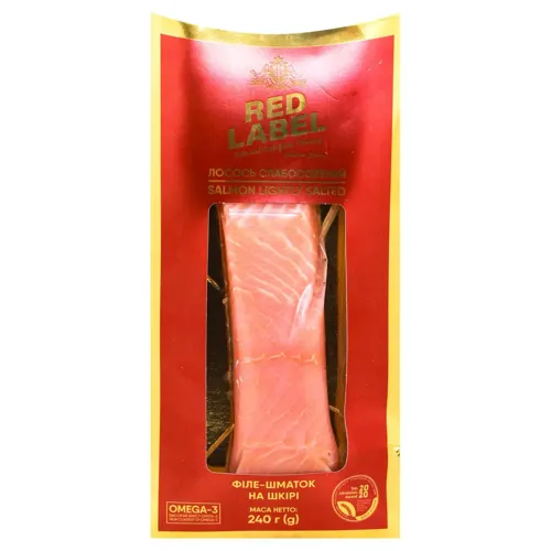 Філе-шматок Red Label Лосось слабосолений на шкірі 240г