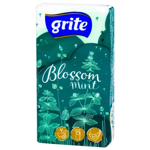 Хустинки Grite Blossom Mint паперові чотиришарові 10шт