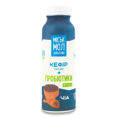 Кефір Питний 1.5% З Пробіотиками Чіа Міськмолзавод №1, п/пл, 330г