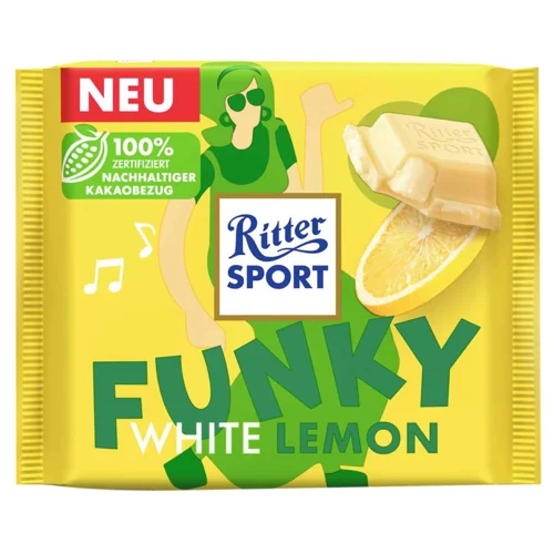 Шоколад білий Ritter Sport Funky з лимонним кремом 100г