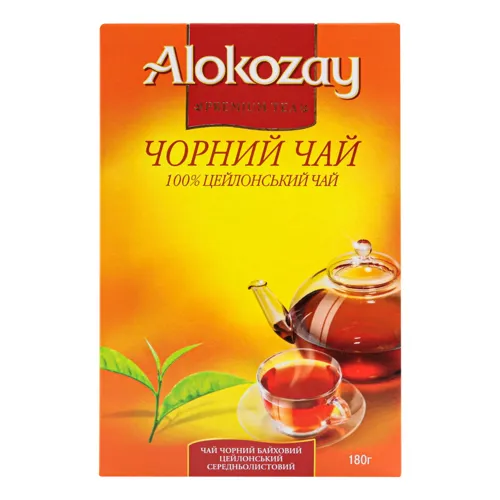 Чай чорний байховий цейлонський середньолистовий Alokozay к/у 180г