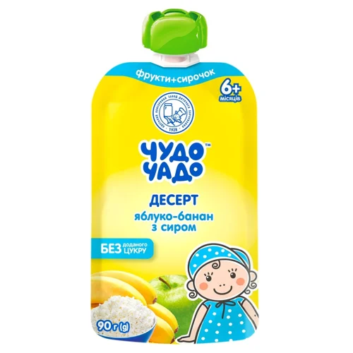 Десерт фруктовий Чудо-Чадо яблуко-банан з сиром 90г