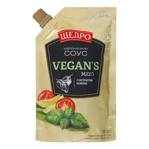 Соус майонезний 50% з екстрактом базиліка Vegan's Mayo Щедро д/п 190г