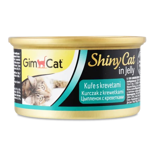 Корм Консервований Для Котів Всі Породи Курча З Креветками Jelly Shiny Cat З/б 70г