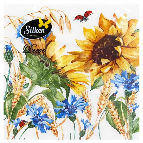 Серветки столові Silken Соняшник та божа корівка 3-шарові 18шт 33*33см