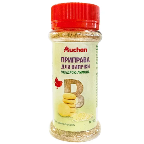 Приправа Auchan з цедрою лимона для випічки 70г