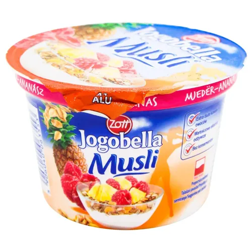 Йогурт Zott Мюслі Полуниця-Банан, Ананас-Малина 3.1% 200г х12
