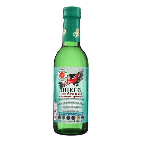 Оцет спиртовий 6% з ароматом прянощів ТМ "Унікон", пляшка скло 250мл