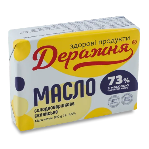 Масло Солодковершкове Вищого Ґатунку 73%, Селянське, м/у 180г