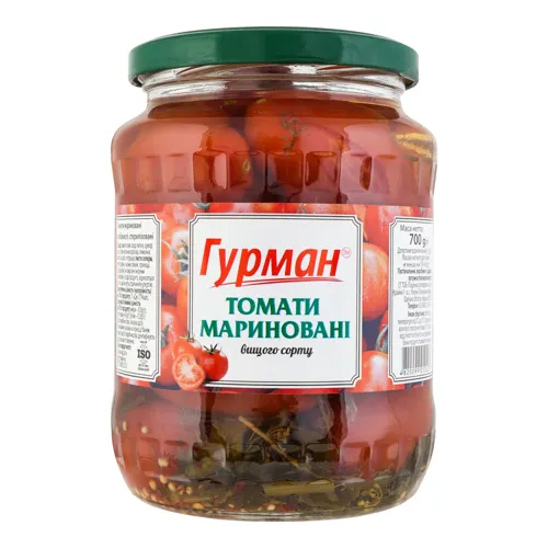Томати мариновані слабокислі Гурман c/б 700г
