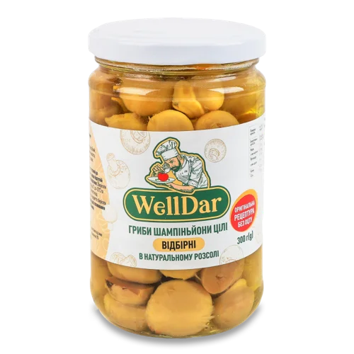 Гриби Шампіньйони Цілі Відбірні В Натуральному Розсолі, c/б 300г