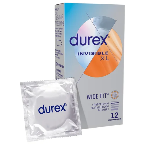Презервативи Durex Invisible XL латексні з силіконовою змазкою 12шт