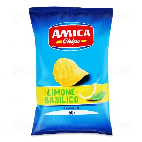 Чіпси картопляні Amica зі смаком лимону-базиліку, 50г