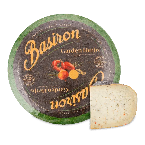 Сир Veldhuyzen Kaas Basiron Pesto Verde з базиліком і часником 50%, кг