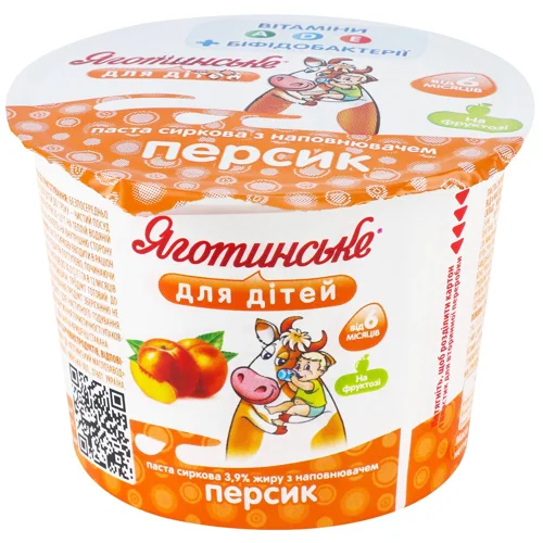 Паста сиркова Яготинське для дітей Персик 3,9% 90г