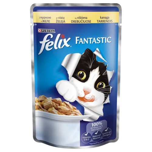 Корм Felix Fantastic З куркою у желе для дорослих котів 100г