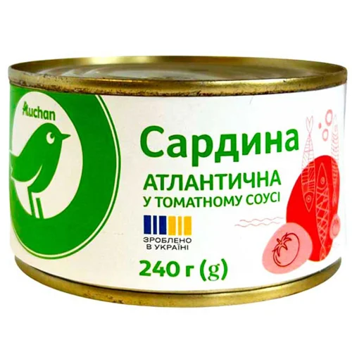 Сардина Auchan антлантична у томатному соусі 240г