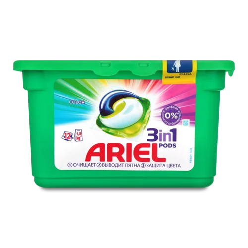 Засіб Миючий Синтетичний Рідкий у Розчинних Капсулах Color Ariel, 12х27г