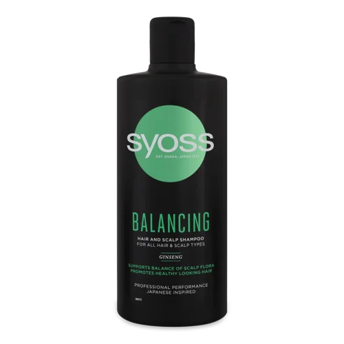 Шампунь для всіх типів волосся та шкіри голови з женьшенем Balancing Syoss, 440 мл