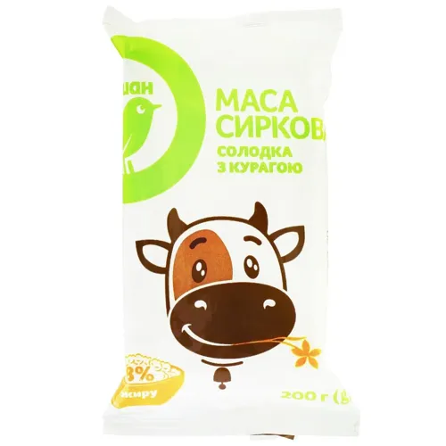 Сиркова маса Ашан з курагою 8%, 200г