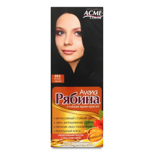 Крем-фарба Для Волосся №052 Іссиня-Чорний Рябина, Аvena Acme Color, 1 шт