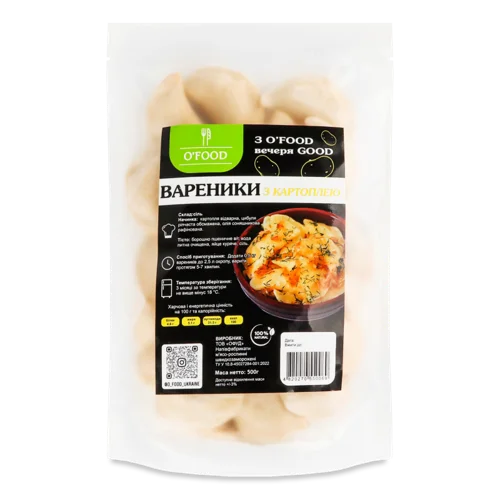 Вареники З Картоплею Заморожені O'Food, д/п, 500г