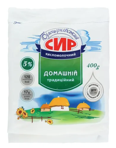 Сир кисломолочний 5% Домашній традиційний Білоцерківський м/у 400г