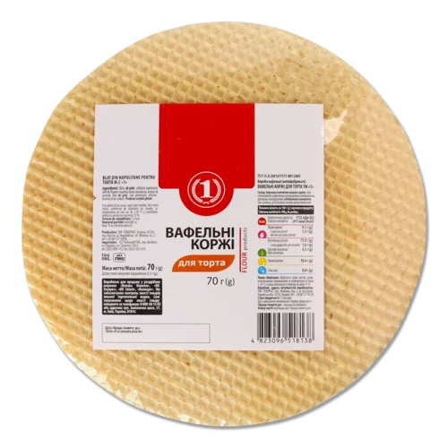 Коржі Вафельні Для Торта, ТМ '1', В/ґ, 70г