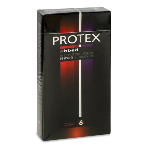 Презервативи Protex ребристі латексні зі змащенням