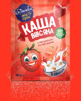 Каша Хатинка вівс миттєвого приготування з полуницею та вершками, 40г