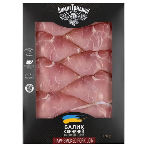 Балик Димні Традиції свинячий сирокопчений нарізка 120г