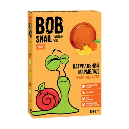 Мармелад Bob Snail груша-апельсин без цукру 108г
