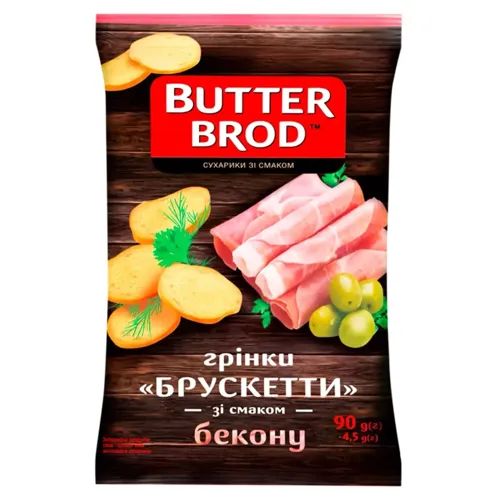Грінки Butterbrod Брускетти зі смаком бекону 90г
