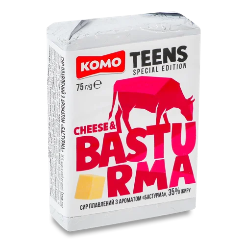 Сир Плавлений 35% з Ароматом Бастурма Комо, В/ґ, 75г