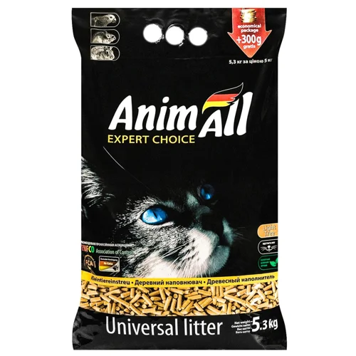 Наповнювач гігієнічний AnimAll універсальний деревинний 5,3кг