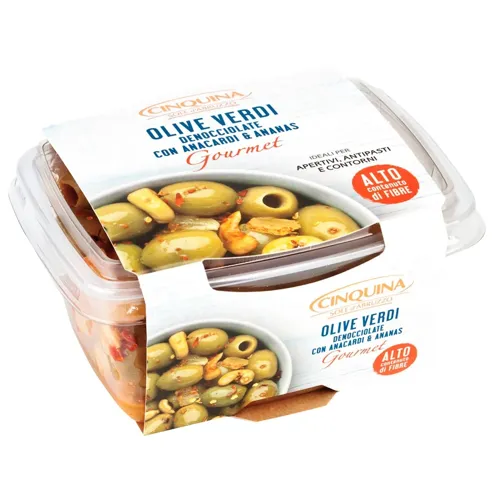 Оливки Cinquina Gourmet ананас та анакарді 250г