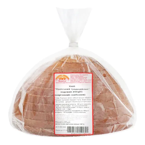 Хліб подовий половинка в нарізці Поліський традиційний Ніжин