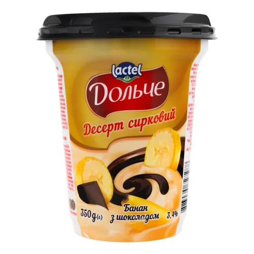 Десерт сирковий «Дольче» Банан з шоколадом 3,4%, 350г